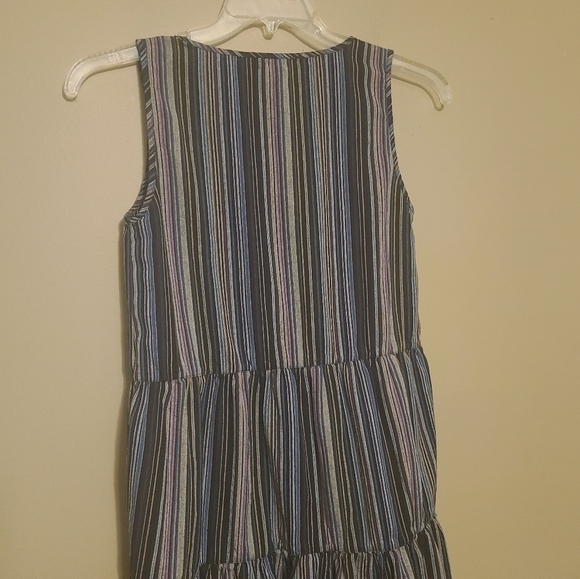 Mododoc | Women's Sandcastle Stripe Tiered Ruffle Mini Dress (Size Small) - Picture 11 of 12